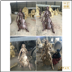 貼金拉琴人物銅雕塑制作 貼金拉琴人物銅雕塑制作