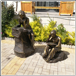 校園男孩女孩看書銅雕塑擺件 校園男孩女孩看書銅雕塑擺件