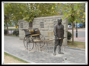 黃包車夫銅雕塑 黃包車夫銅雕塑